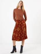 Marks & Spencer Floral Print Pleated Midi Skirt Red Mix