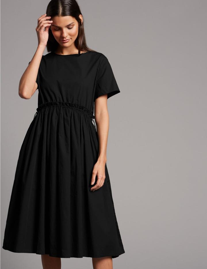 Marks & Spencer Pure Cotton Drawcord Swing Dress Black