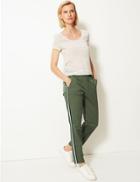 Marks & Spencer Cotton Rich Side Stripe Tapered Leg Chinos Khaki Mix