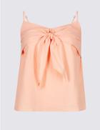 Marks & Spencer Cotton Rich Textured V-neck Vest Top Pink