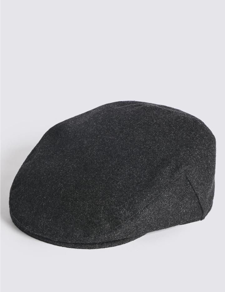 Marks & Spencer Wool Blend Flat Cap Charcoal