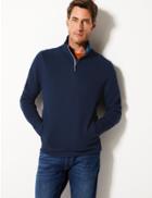 Marks & Spencer Pure Cotton Funnel Neck Top Navy
