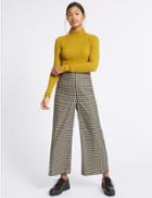 Marks & Spencer Checked Wide Leg Trousers Black Mix