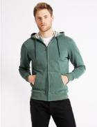 Marks & Spencer Cotton Rich Active Hoody Green Marl