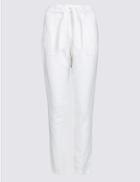 Marks & Spencer Pure Linen Peg Trousers Soft White
