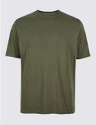 Marks & Spencer Pure Cotton Crew Neck T-shirt Medium Khaki