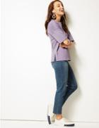 Marks & Spencer Pure Cotton Half Sleeve Top Amethyst