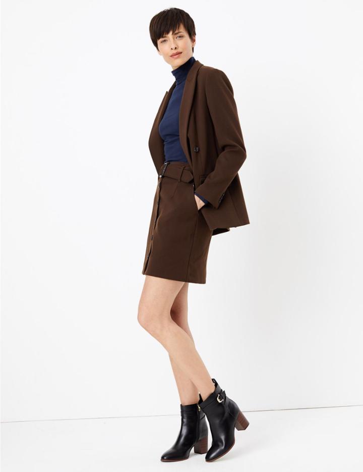 Marks & Spencer Button Front Belted Mini Skirt