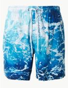 Marks & Spencer Quick Dry Wave Print Swim Shorts Blue Mix