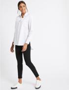 Marks & Spencer Mock Fly Bi Stretch Skinny Leg Trousers Black