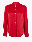 Marks & Spencer Satin Shirt Cherry Red