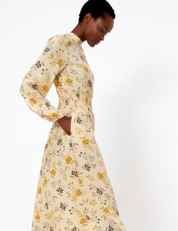 Marks & Spencer Floral Print Waisted Midi Dress