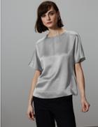 Marks & Spencer Pure Silk Round Neck Short Sleeve Shell Top Slate