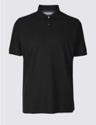 Marks & Spencer Pure Cotton Pique Polo Shirt Black