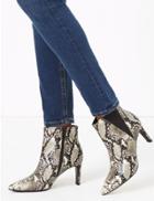 Marks & Spencer Snake Print Kitten Heel Chelsea Ankle Boots Grey Mix