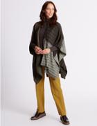 Marks & Spencer Knitted Patchwork Wrap Brown Mix