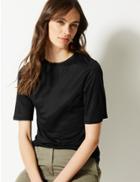 Marks & Spencer Mercerised Round Neck Short Sleeve T-shirt Black