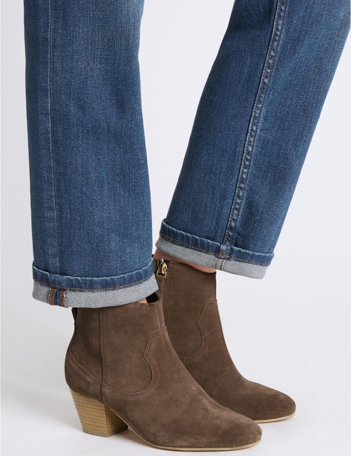Marks & Spencer Suede Block Heel Ankle Boots Mink