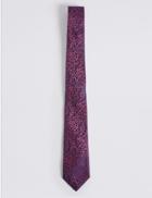 Marks & Spencer Pure Silk Paisley Textured Tie Fuchsia Mix