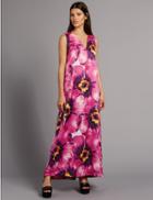 Marks & Spencer Floral Print Tie Back Maxi Dress Purple Mix