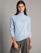 Marks & Spencer Pure Cashmere Polo Neck Jumper Chambray
