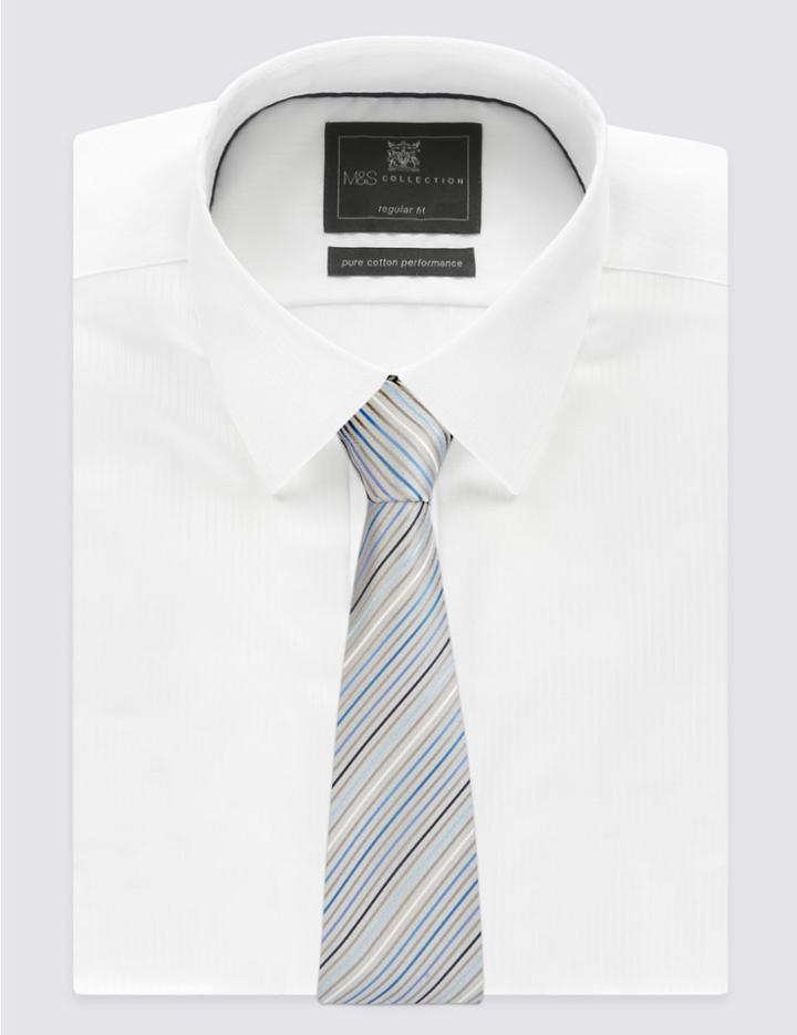 Marks & Spencer Striped Tie Grey Mix