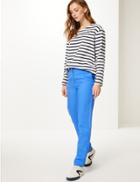 Marks & Spencer Relaxed Straight Linen Blend Trousers Cornflower