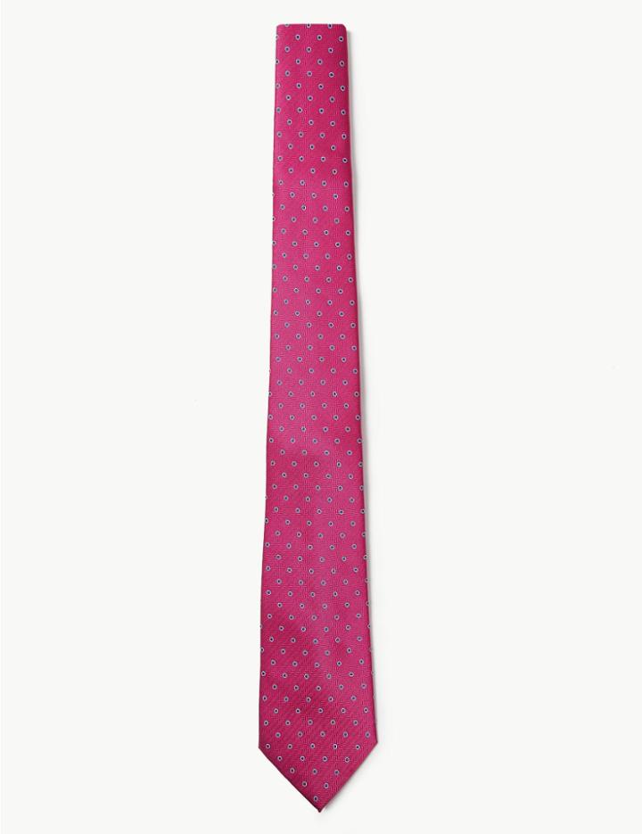 Marks & Spencer Spot & Stripe Tie Magenta Mix