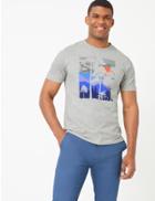 Marks & Spencer Cotton Forest Print T-shirt Grey Marl