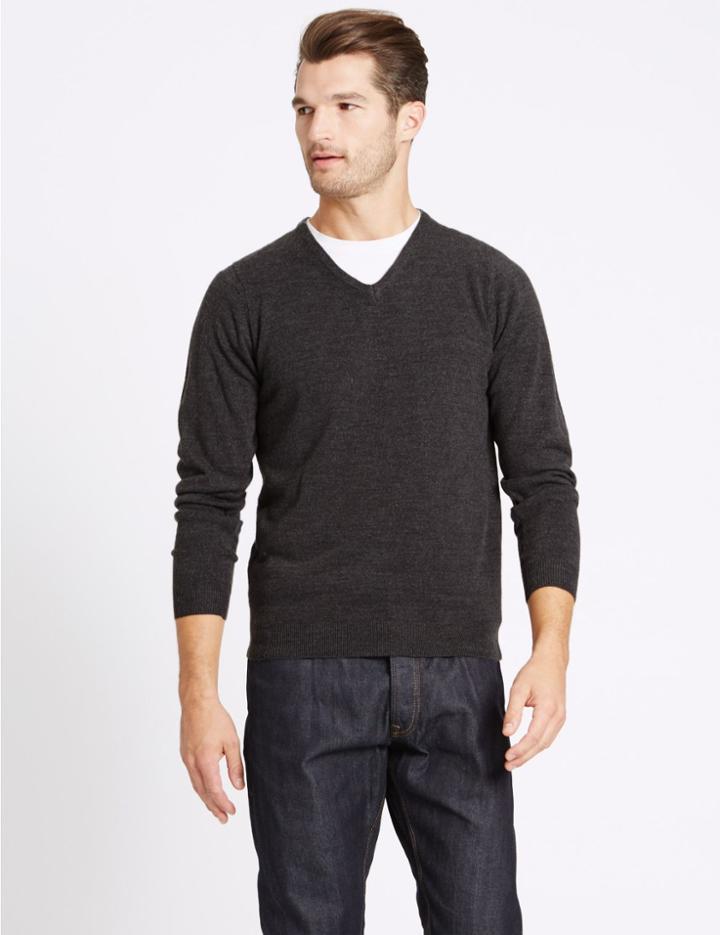 Marks & Spencer Cashmilon™ V-neck Jumper Charcoal