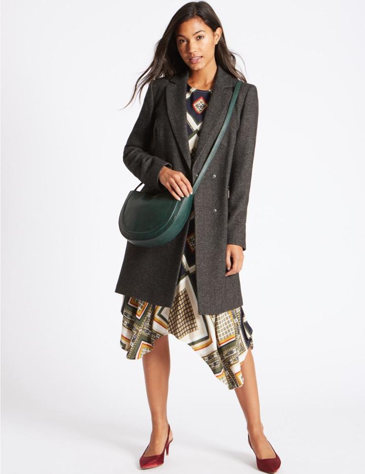 Marks & Spencer Faux Leather Half Moon Across Body Bag Green
