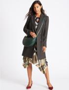 Marks & Spencer Faux Leather Half Moon Across Body Bag Green