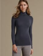 Marks & Spencer Heatgen&trade; Thermal Polo Neck Top Dark Navy