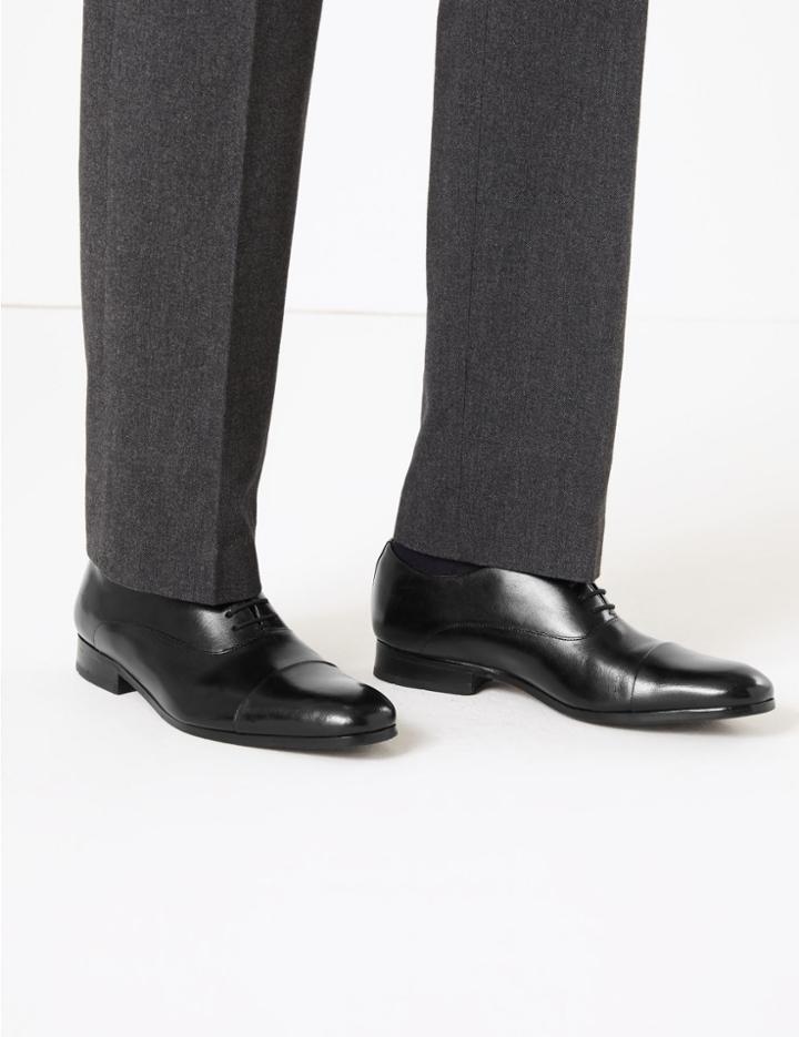 Marks & Spencer Leather Single Pleat Oxford Shoes Black
