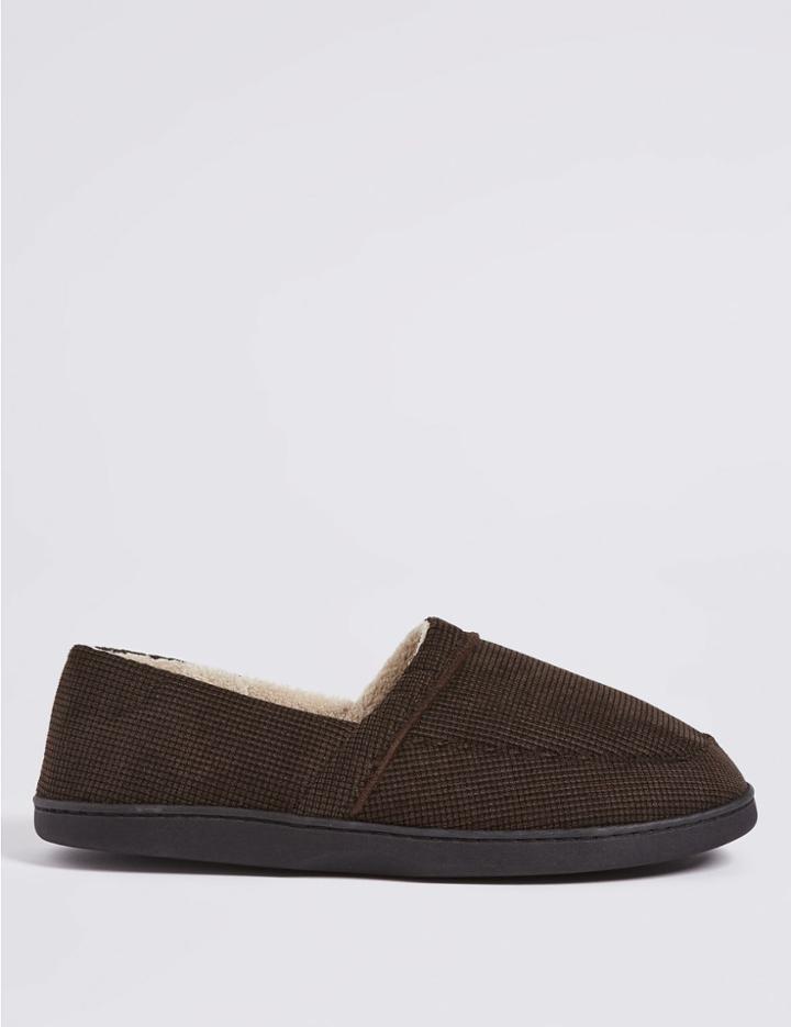 Marks & Spencer Waffle Slip-on Slippers With Thinsulate &trade; Brown