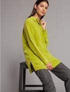 Marks & Spencer Pure Silk Longline Long Sleeve Shirt Chartreuse