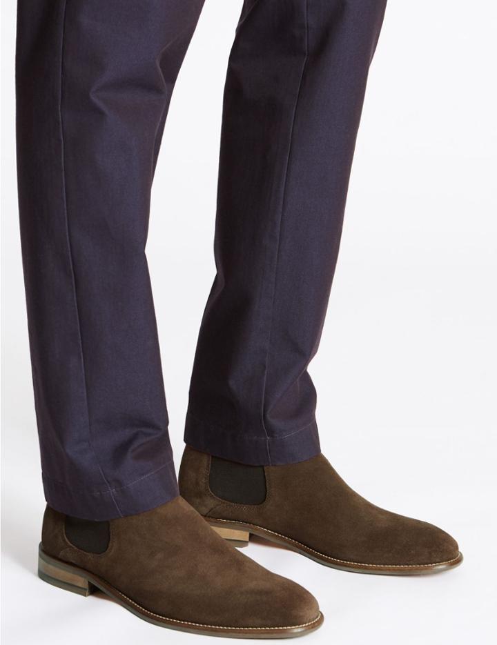 Marks & Spencer Extra Wide Fit Suede Chelsea Boots Brown