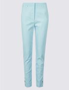 Marks & Spencer Cotton Blend Snap Hem Straight Leg Trousers China Blue