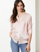 Marks & Spencer Pure Silk Long Sleeve Shirt Powder Pink