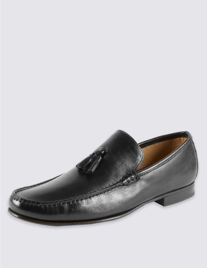 Marks & Spencer Leather Tassel Loafers Black