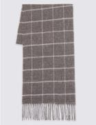 Marks & Spencer Checked Scarf Grey