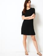 Marks & Spencer Jersey Short Sleeve Swing Dress Black