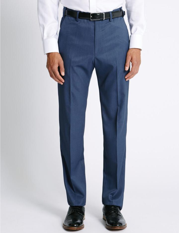 Marks & Spencer Regular Fit Flat Front Trousers Royal Blue
