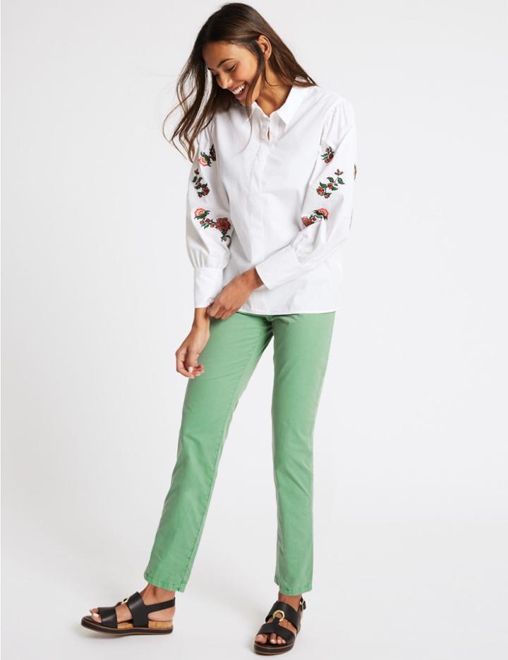 Marks & Spencer Pure Cotton Standard Chinos Green