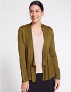 Marks & Spencer Ribbed Open Front Cardigan Chartreuse
