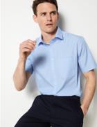 Marks & Spencer 3 Pack Cotton Blend Tailored Fit Shirt Blue