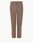 Marks & Spencer Cotton Checked 7/8th Trousers Red Mix