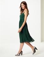 Marks & Spencer Embellished Skater Midi Dress Green
