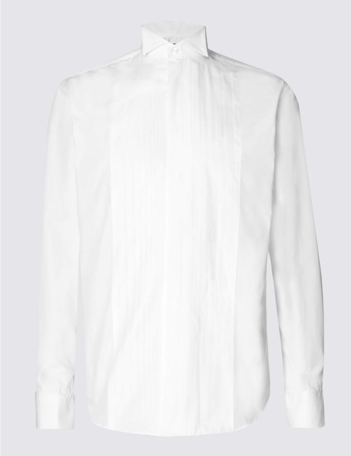 Marks & Spencer 2in Longer Cotton Blend Regular Fit Shirt White