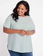 Marks & Spencer Curve Slash Neck Short Sleeve Blouse Aqua